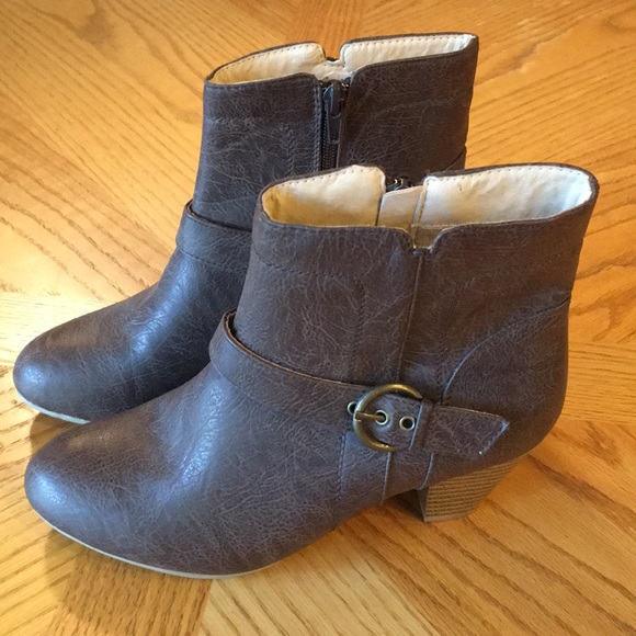Brown Faux Leather Booties - Picture 1 of 8